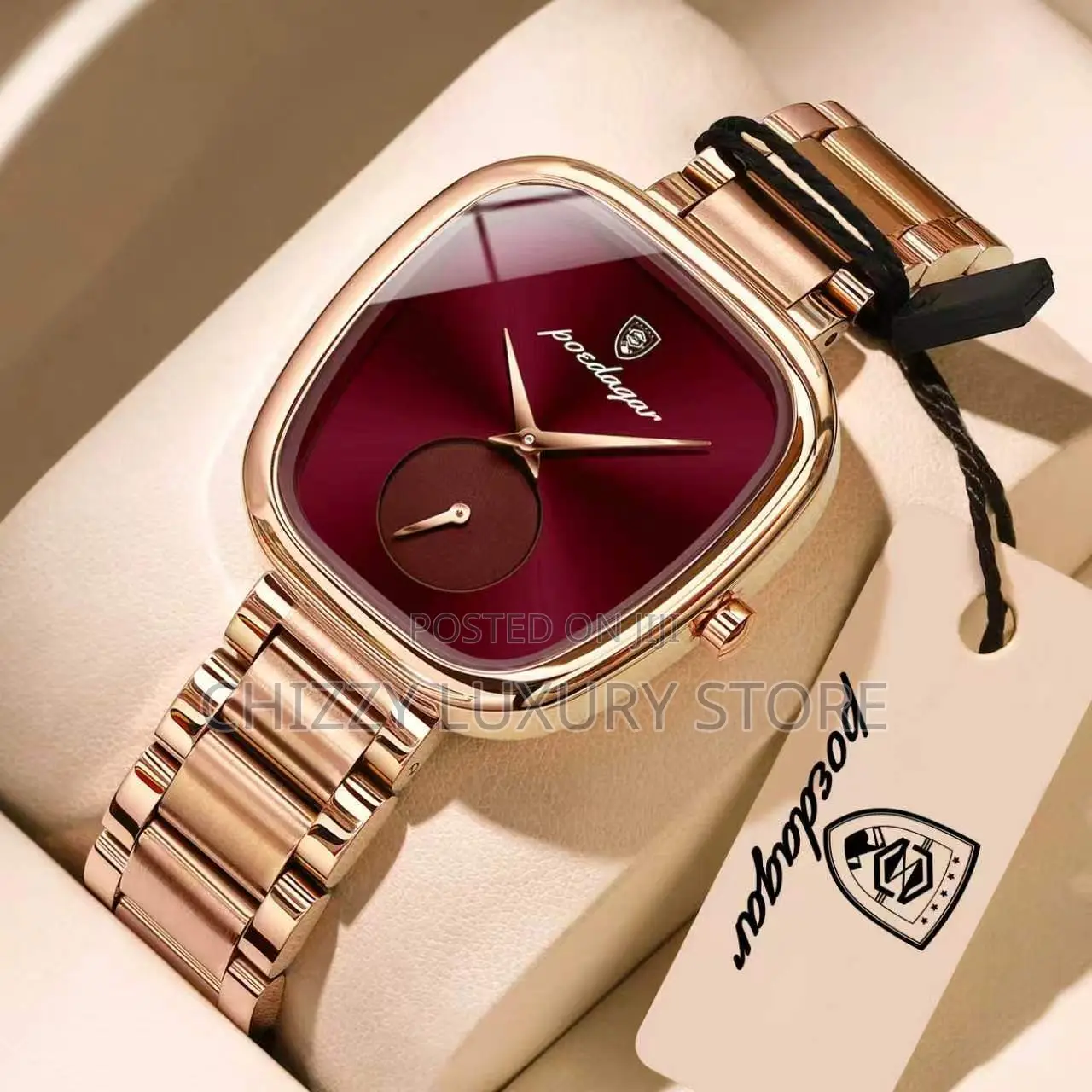Poedagar Quality Luxury Ladies Chain Strap Wristwatch