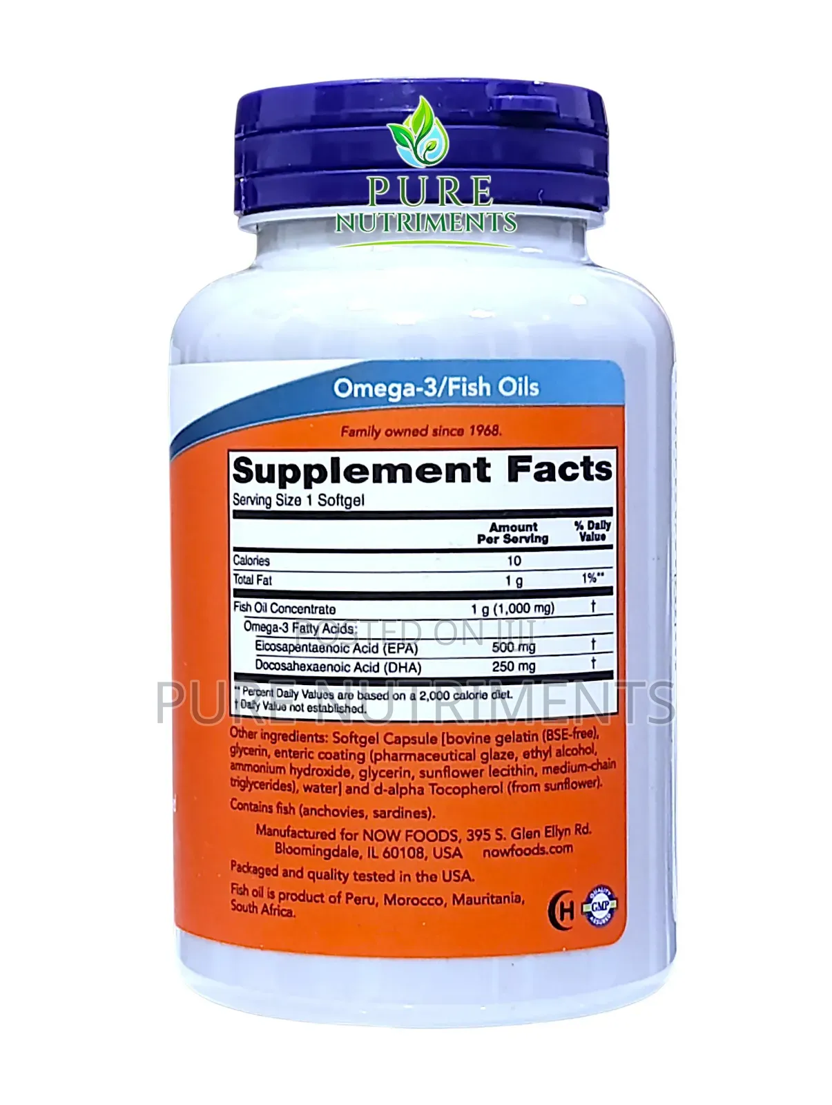 Now Ultra Omega-3 Fish Oil 500/250mg Epa Dha 90 Softgels_