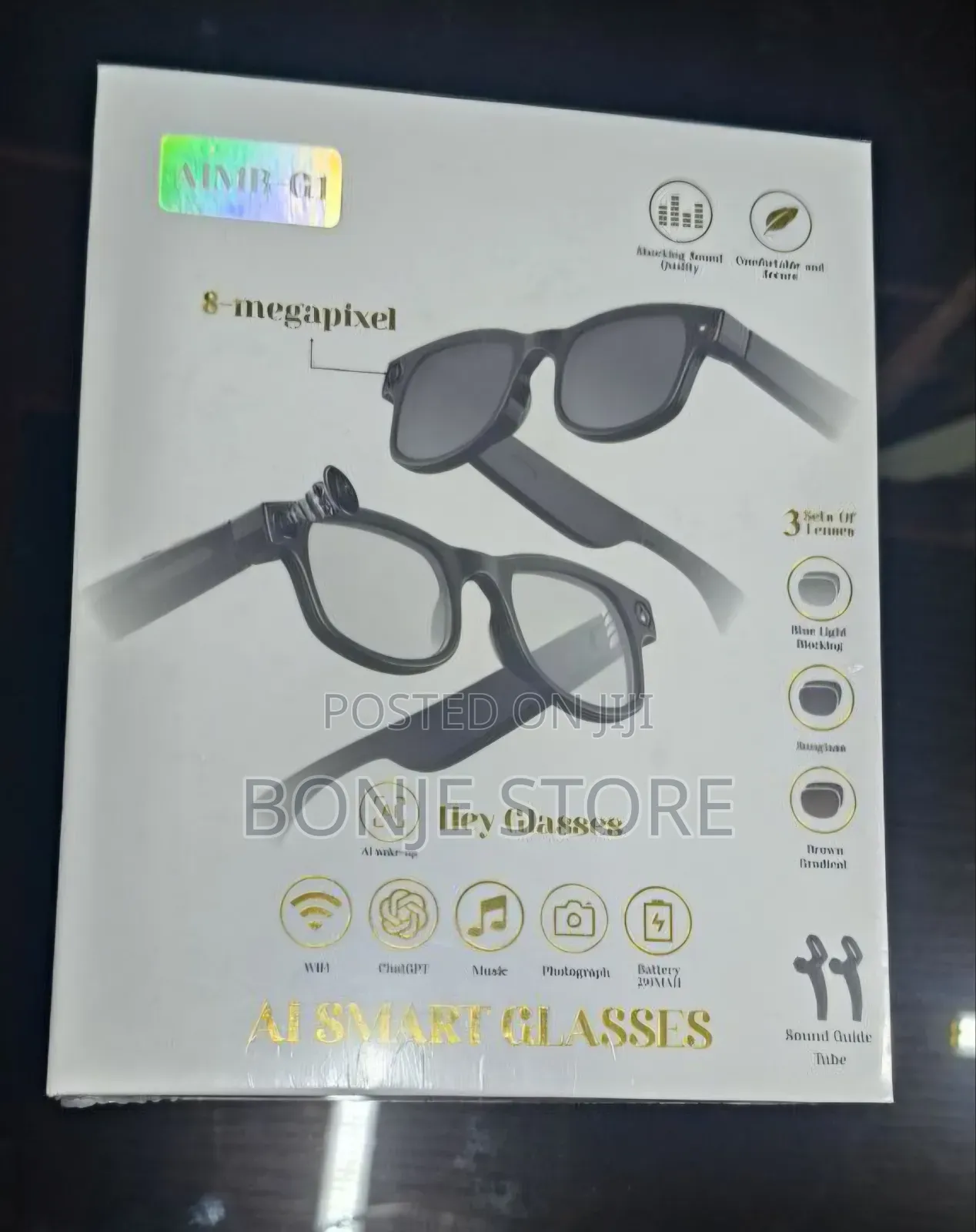 Aimb-G1 Bluetooth Voice Control Smart Glasses W/8mp, 1080p Camera