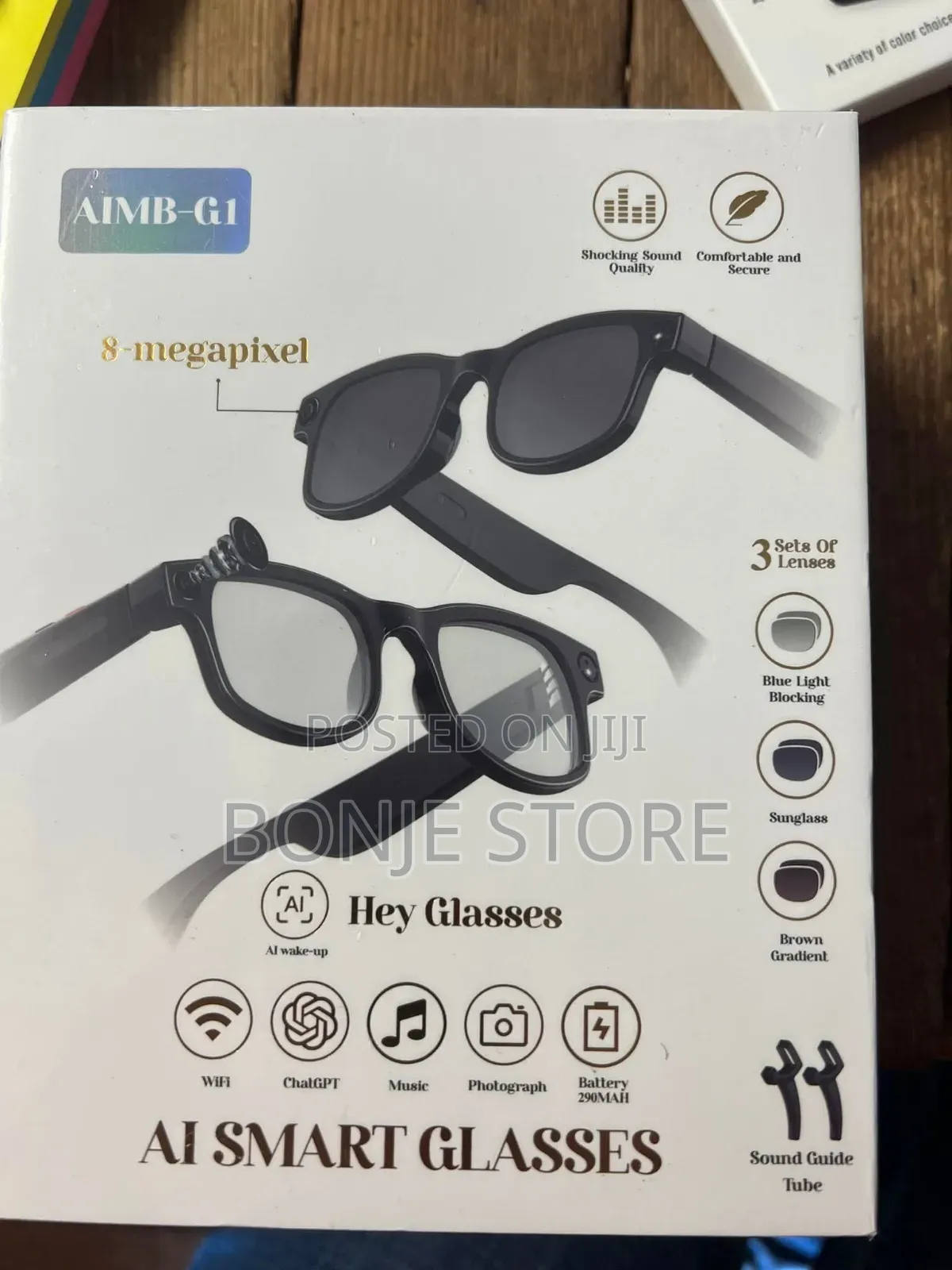 Aimb-G1 Bluetooth Voice Control Smart Glasses W/8mp, 1080p Camera
