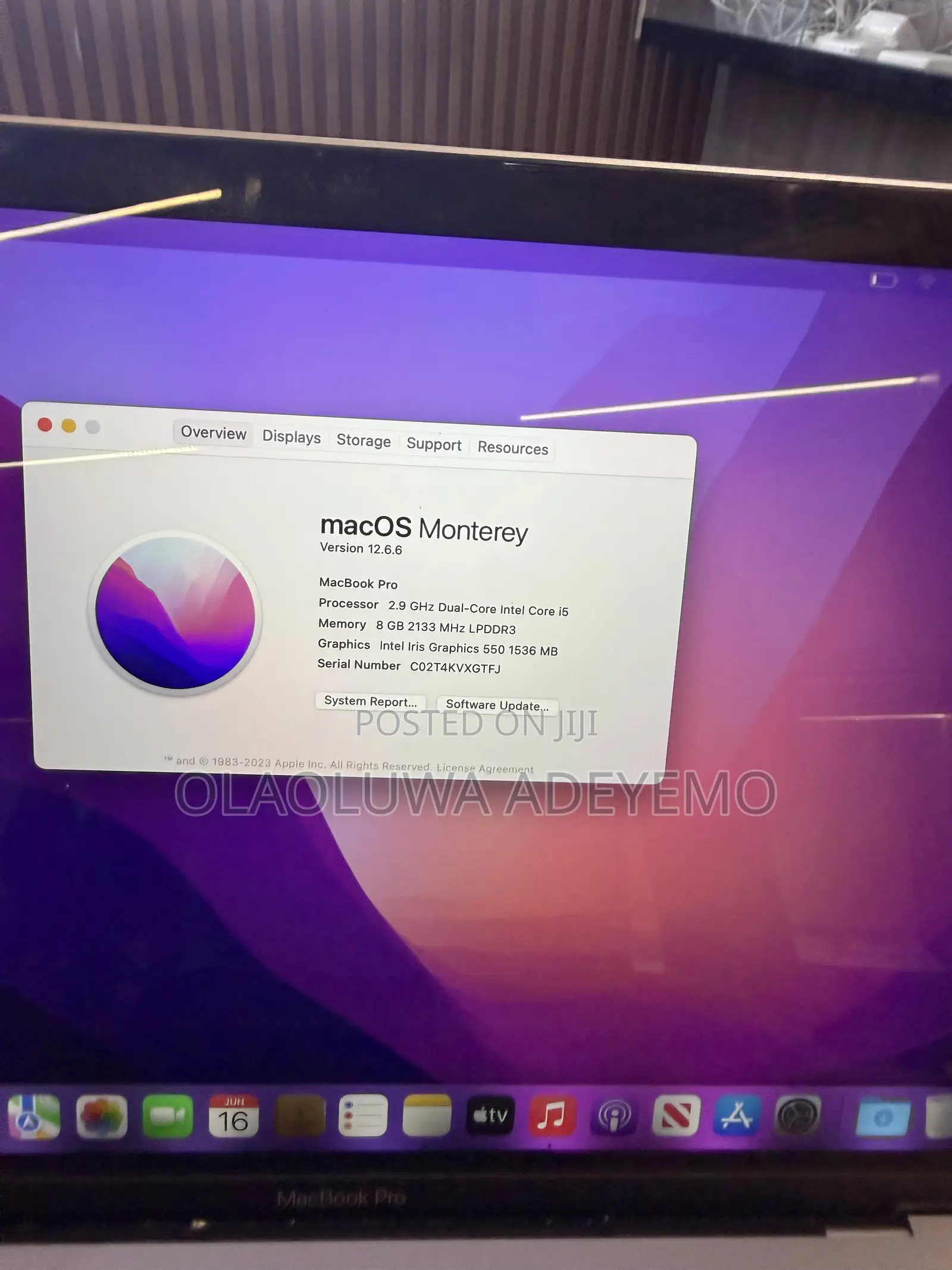 Laptop Apple MacBook 2016 8GB Intel Core i5 SSD 256GB