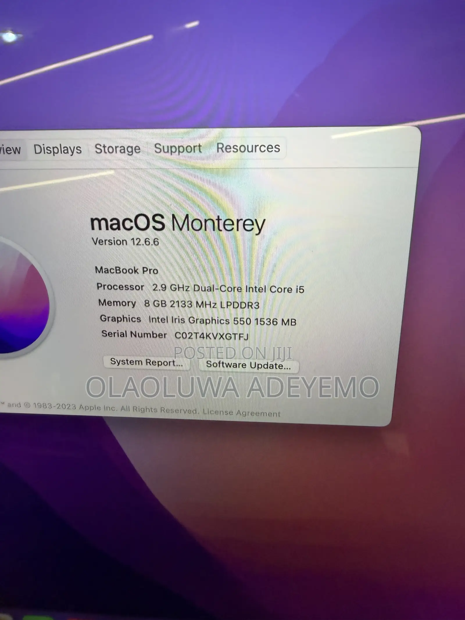 Laptop Apple MacBook 2016 8GB Intel Core i5 SSD 256GB