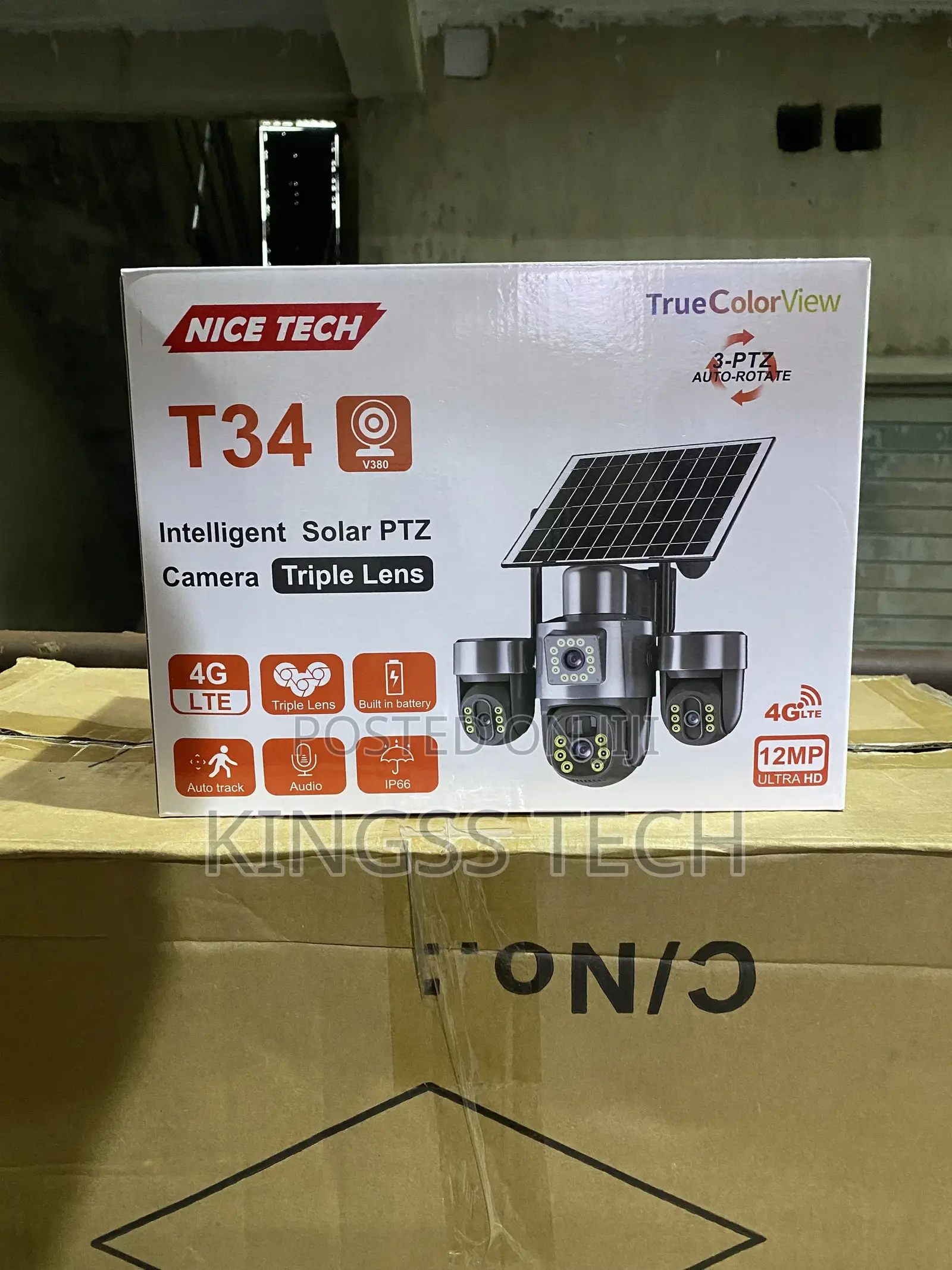 V380 T34 Triple Lens PTZ Solar Camera
