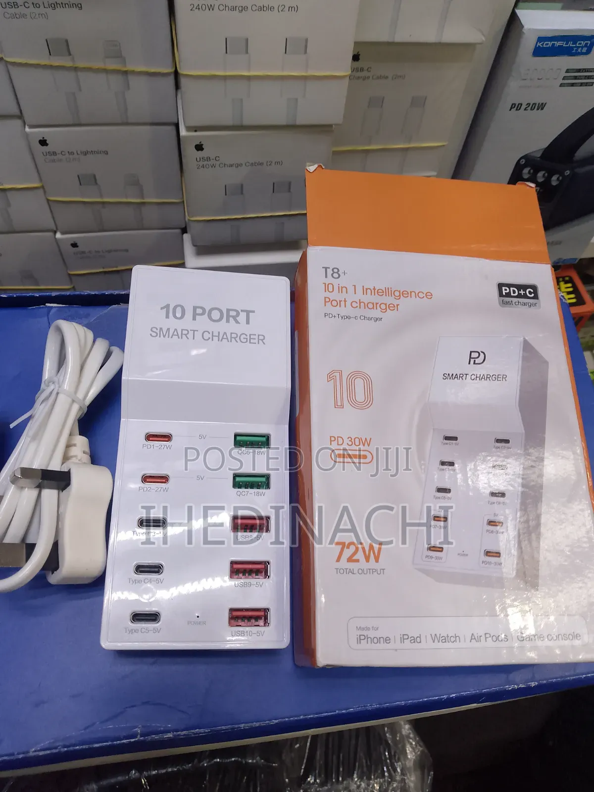 10 Port Smart Fast Charger 72w Pd30w USB Charging Station