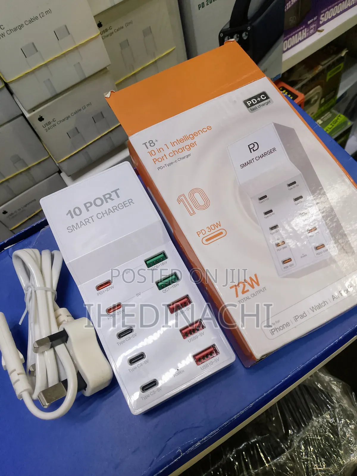 10 Port Smart Fast Charger 72w Pd30w USB Charging Station