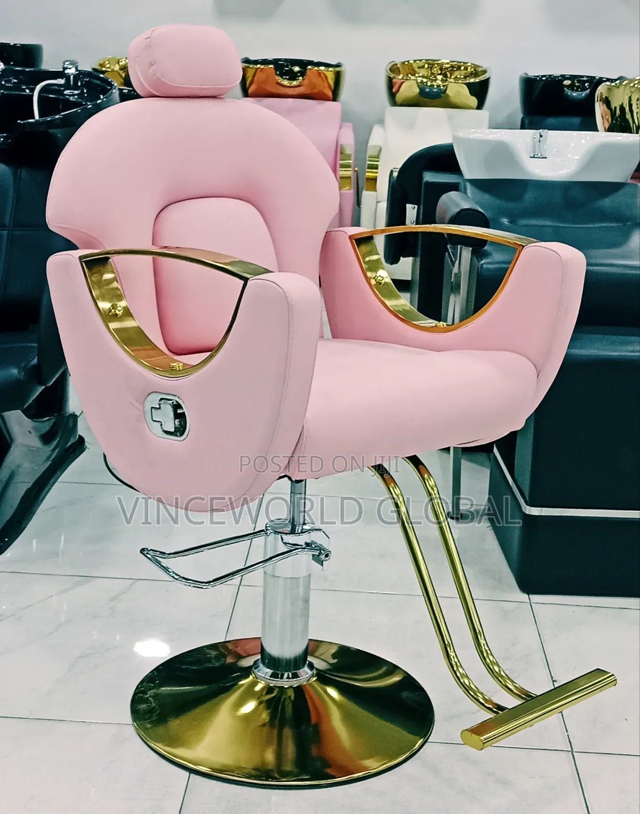 Pink Unisex Salon Chair