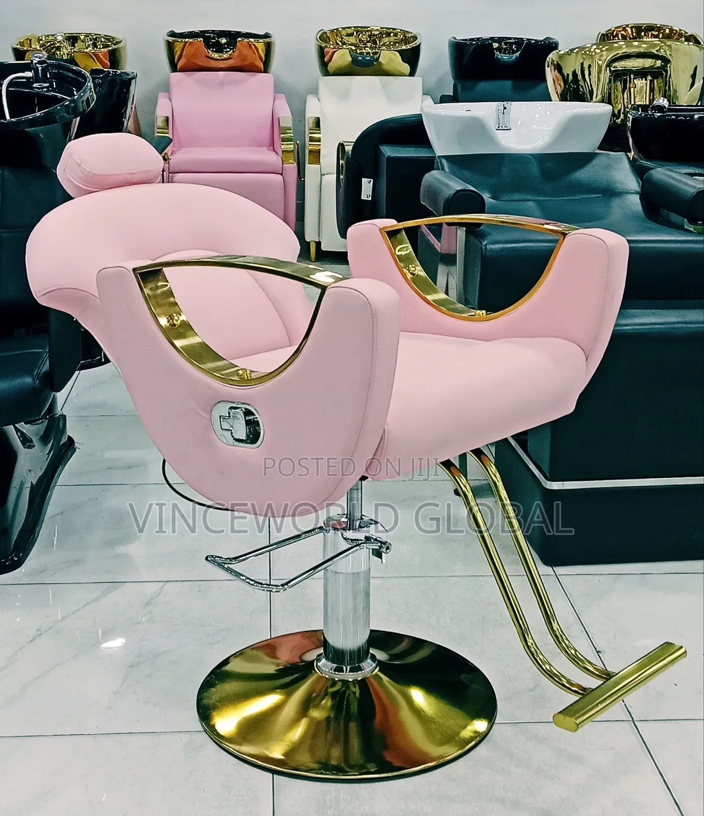 Pink Unisex Salon Chair