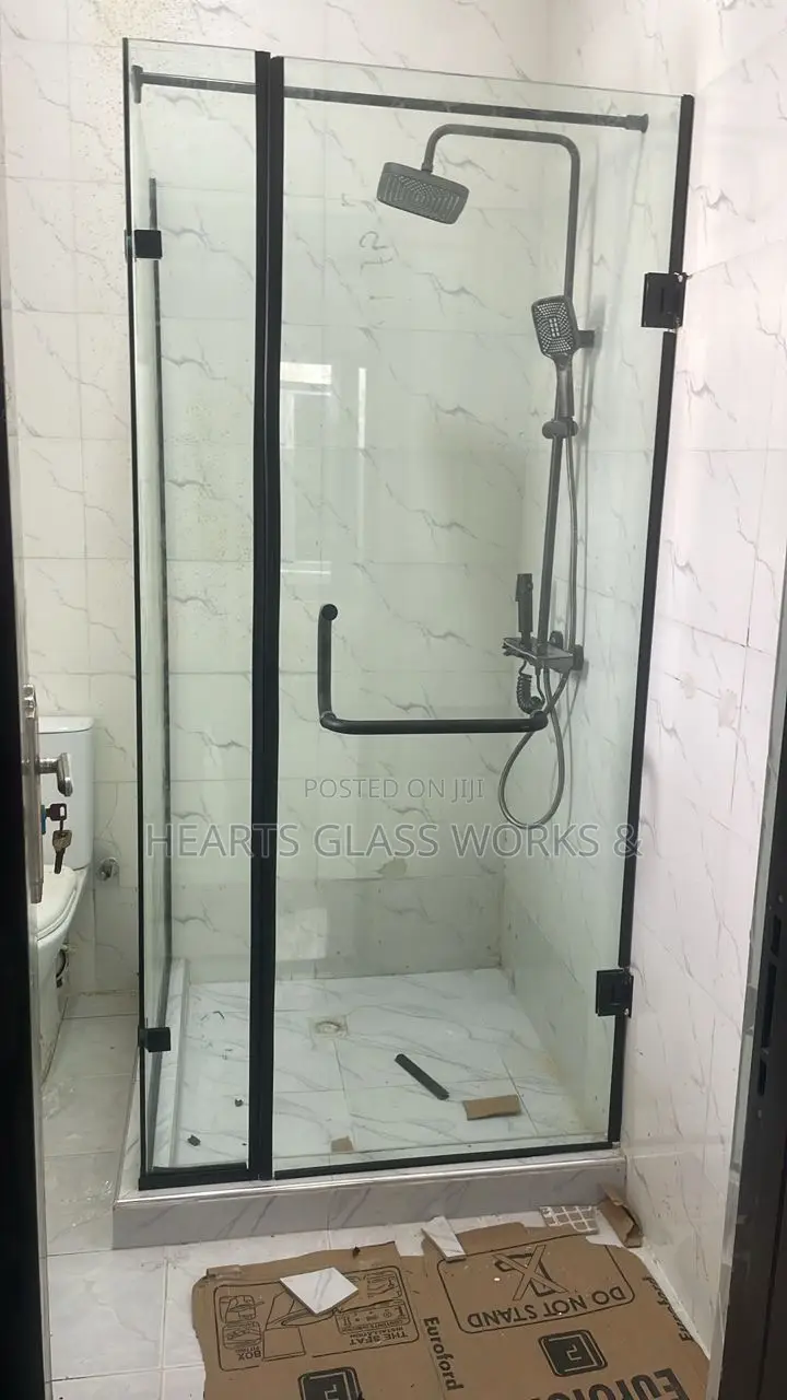 Premium Hinged Shower Glass Door With Small Panel Fixed