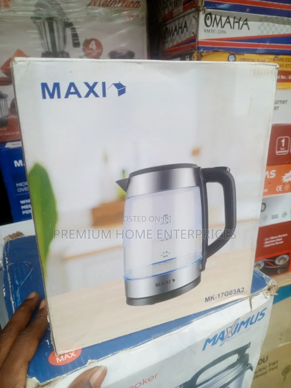 Maxi 1.7 Litres Transparent Glass Kettle Kt17g03a2 2150w
