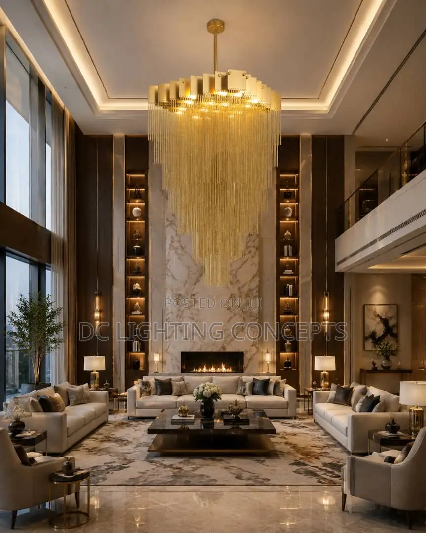 Modern Luxury Aluminum Chain Fringe Decorative Pendant Chandelier.