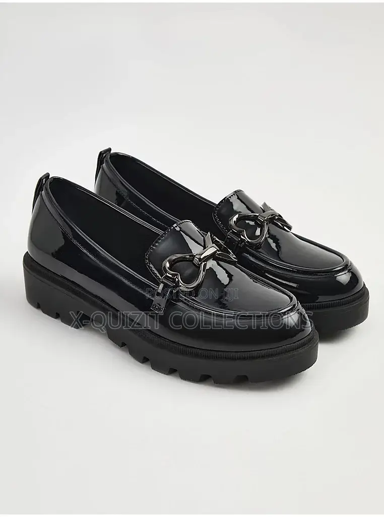 George Black Patent Chunky Loafer School Shoes (31-38)