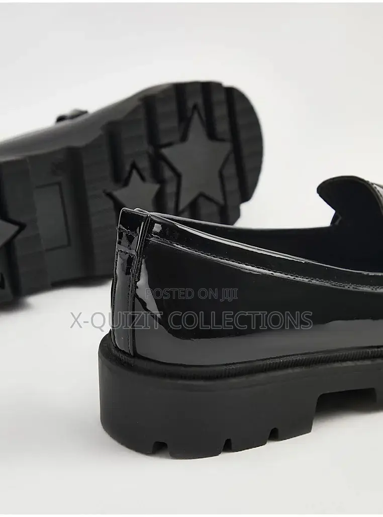 George Black Patent Chunky Loafer School Shoes (31-38)