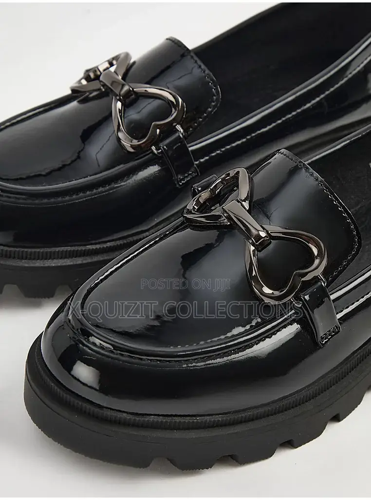 George Black Patent Chunky Loafer School Shoes (31-38)