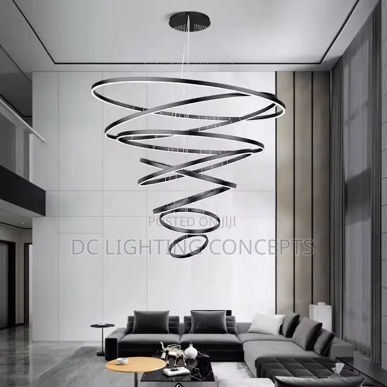 Modern Minimalist Round Black/Gold Nordic Chandelier.