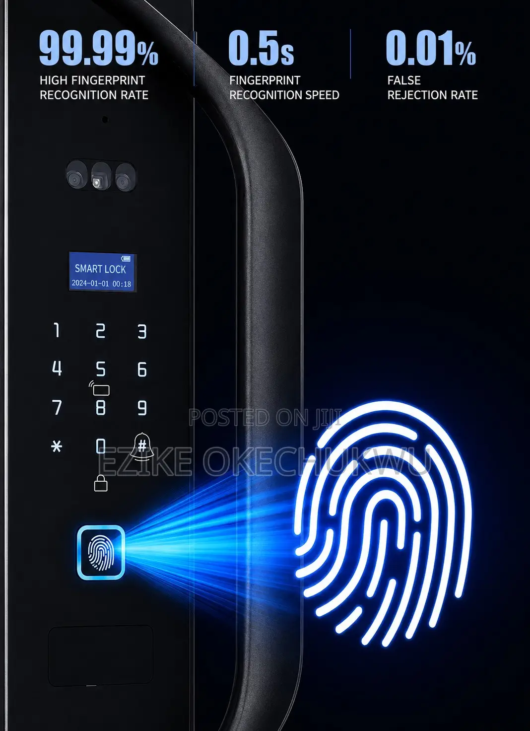 Tuya Smart Lock With 3d Facial Recognition, Waterproof Smart Lock
