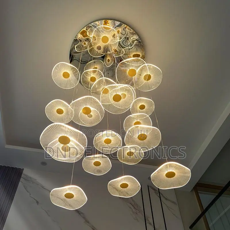 Modern 12-Light Black Gold Cluster Pendant Chandelier Frosted