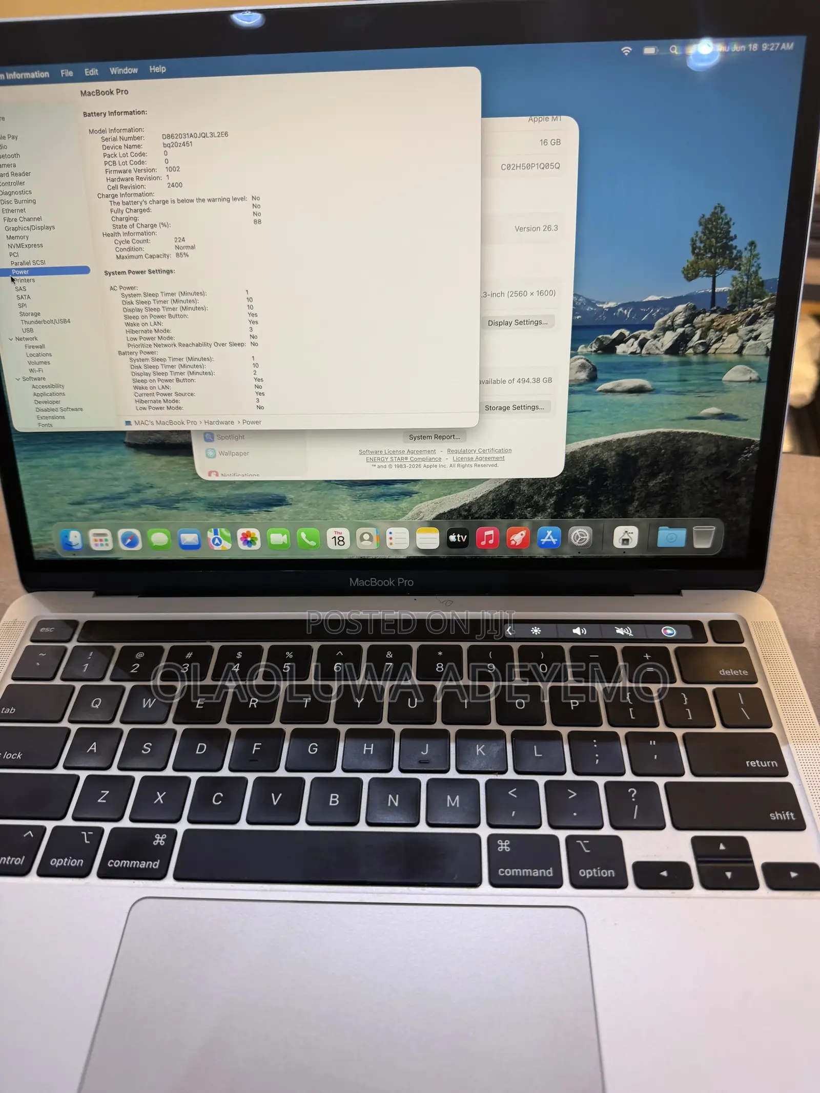 Laptop Apple MacBook Pro 2020 M1 16GB Apple M1 SSD 512GB