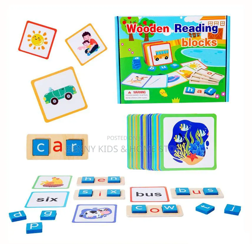 Wooden Reading Puzzle Blocks
