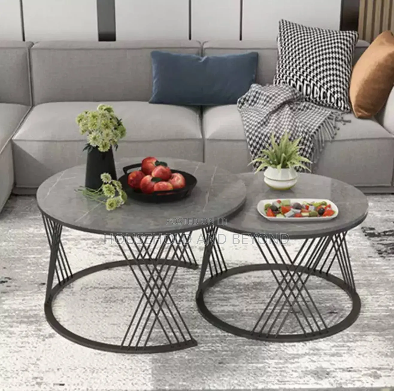 Real Marble Coffee Tables – 2-in-1 Round Center Table Set