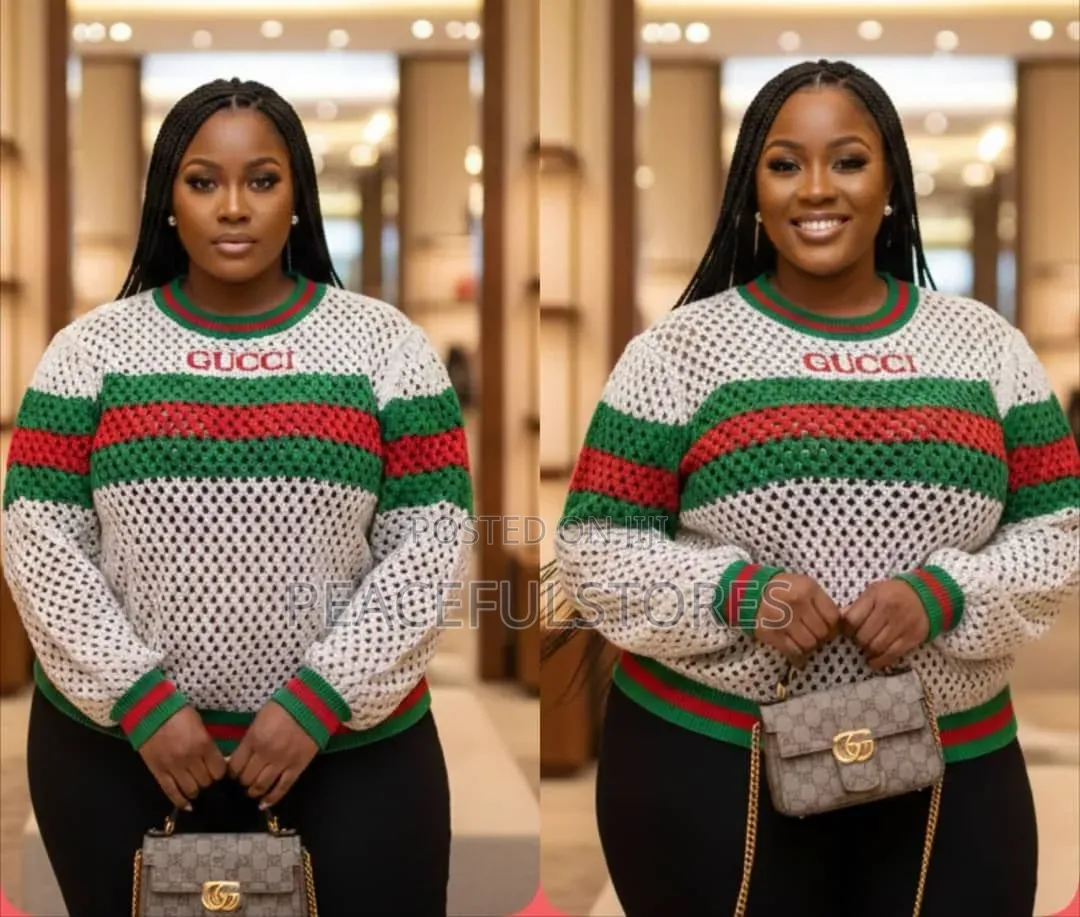 Plus Size Gucci Inspired Knit Sweater - Women's Long Sleeve Top