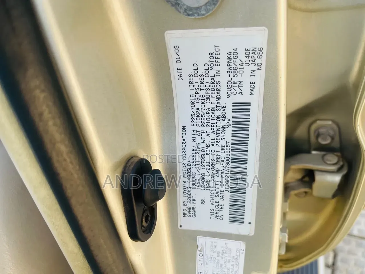 Toyota Highlander 2003 Gold