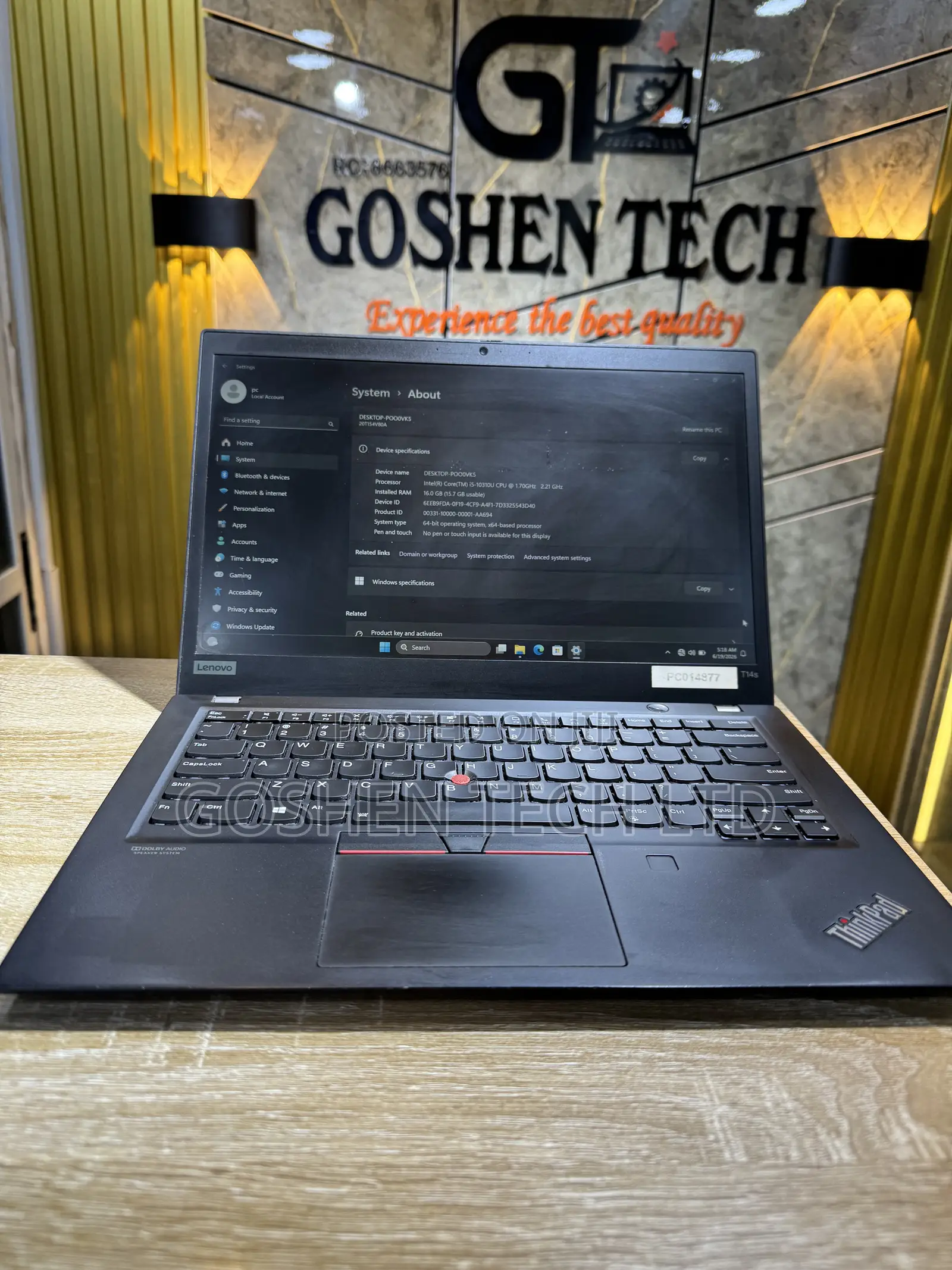 Laptop Lenovo ThinkPad T14s Gen 1 16GB Intel Core i5 SSD 256GB