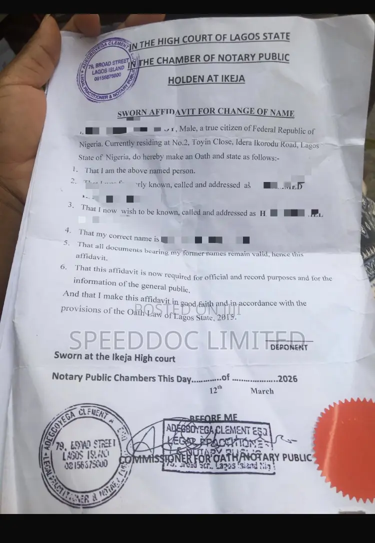 Affidavit and Any Legal Service