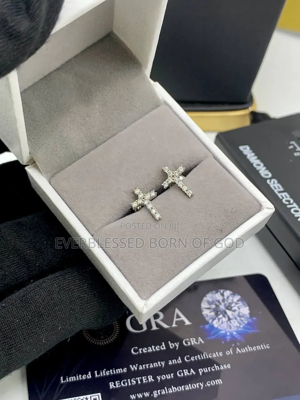 VVS Moissanite Diamond Cross Pendant on Steel Neck Chain and Earring