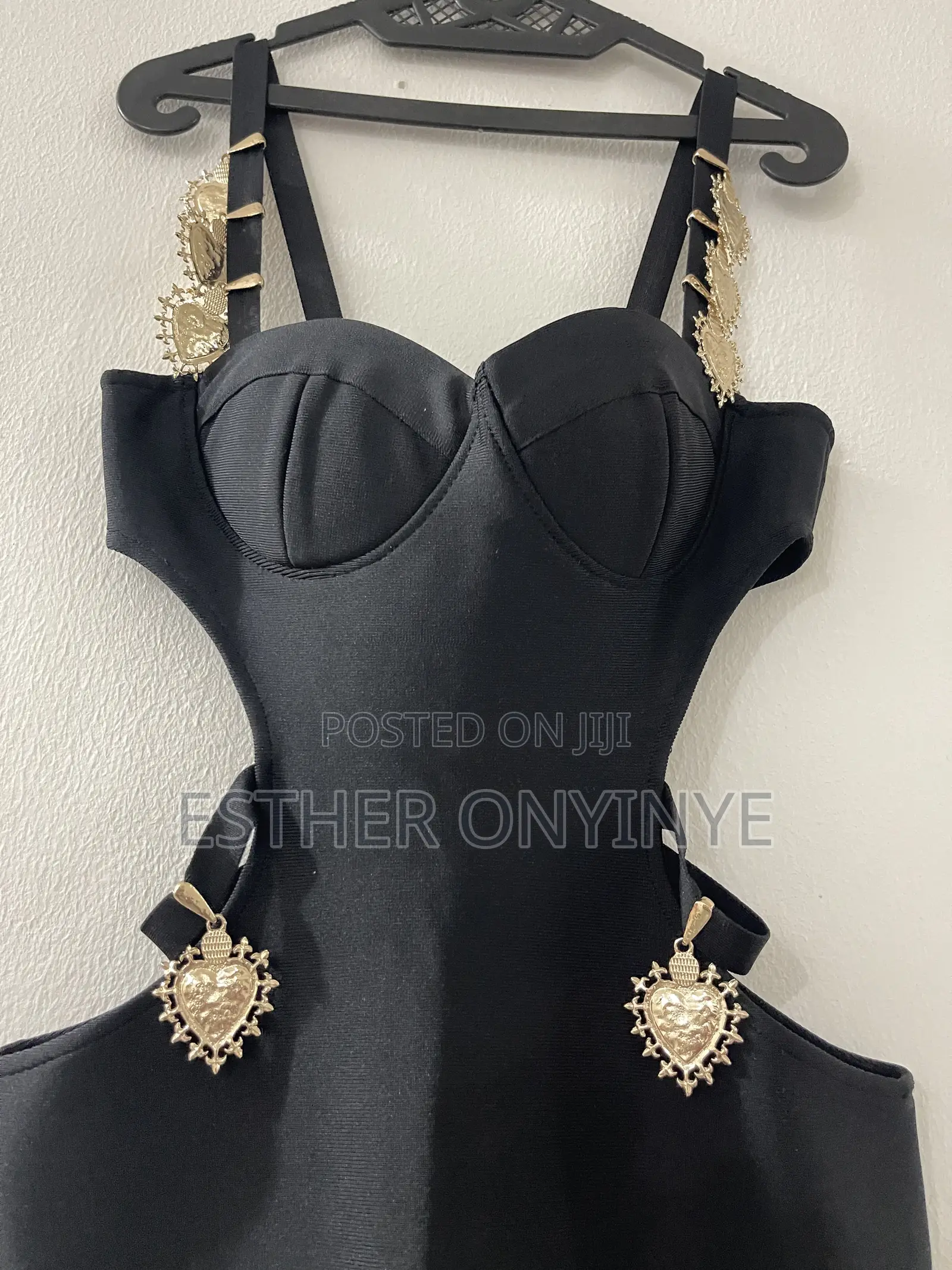 Black With Gold Embellishments Bandage Dress.