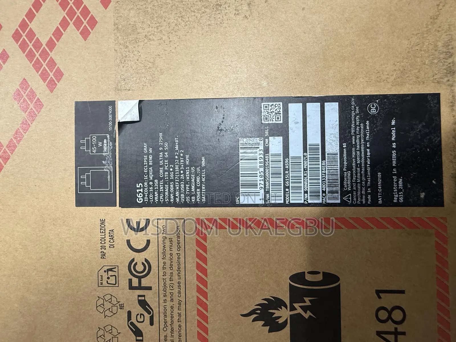 New Laptop Asus ROG Strix G16 G614 32GB Intel Core Ultra 9 SSD 1T