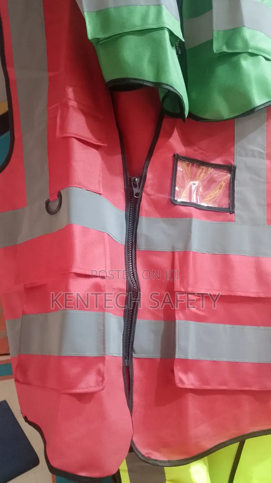 Red Pocket Safety Jackets Original Vest With Branding
