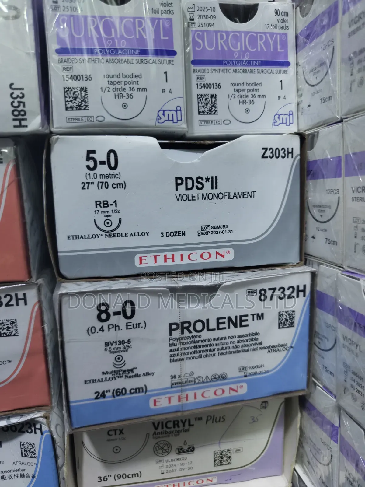 (All) Ethicon Sutures - Vicryl , Monocryl , PDS , Prolene , Ethilon.