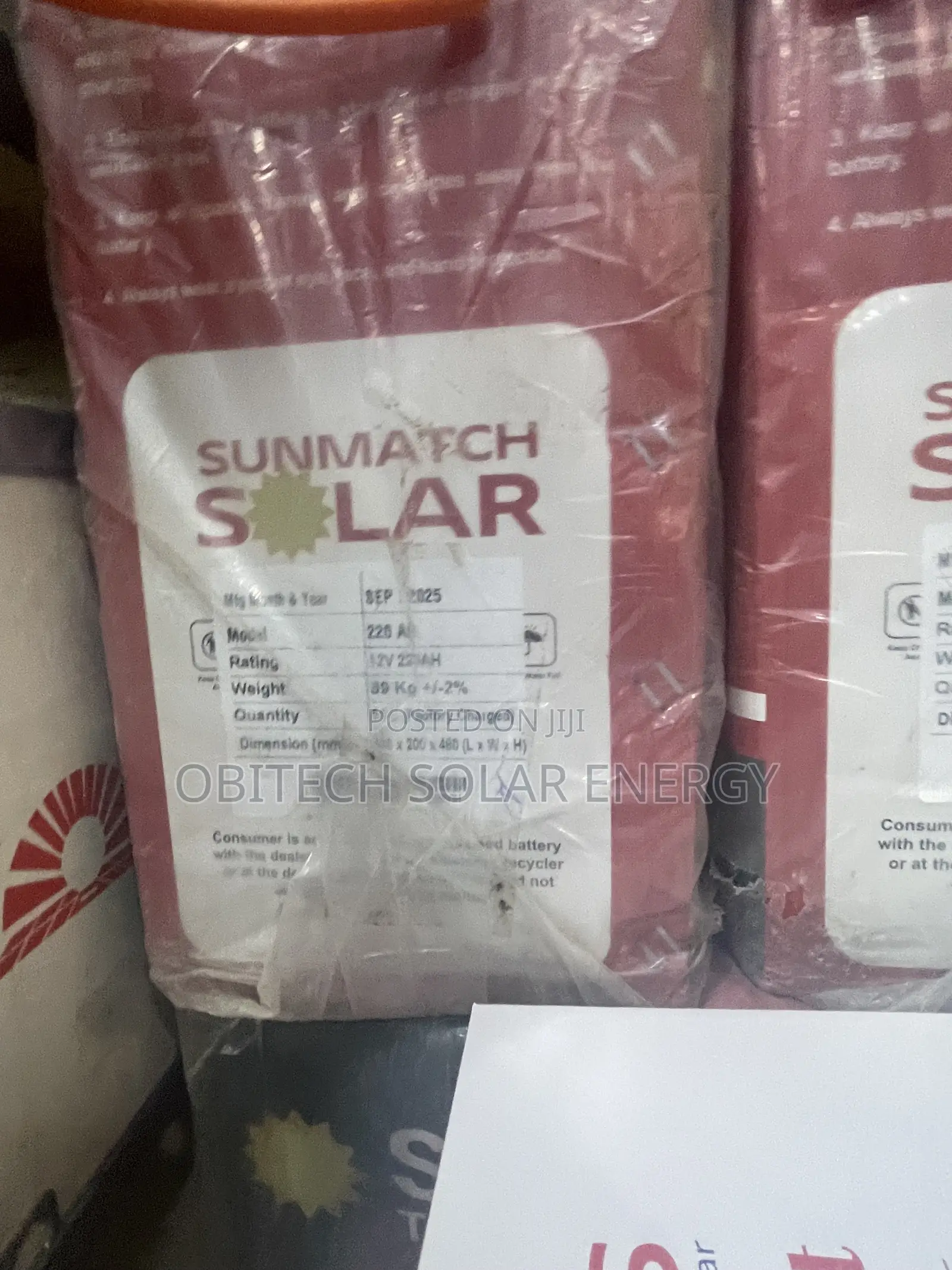 Sunmatch Solar Tubular Battery – 220ah/12v (Very Clean Reliable)