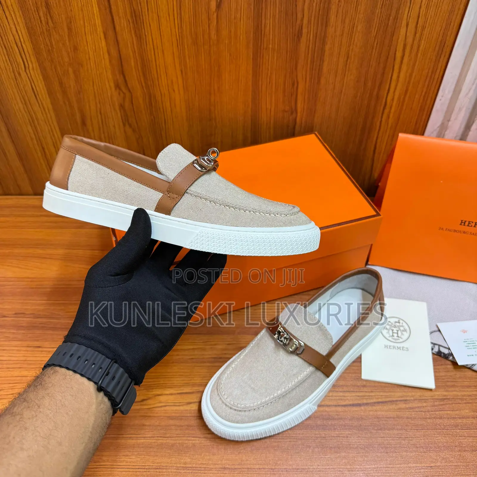 Original Hermes Denim Game Slip on Sneakers