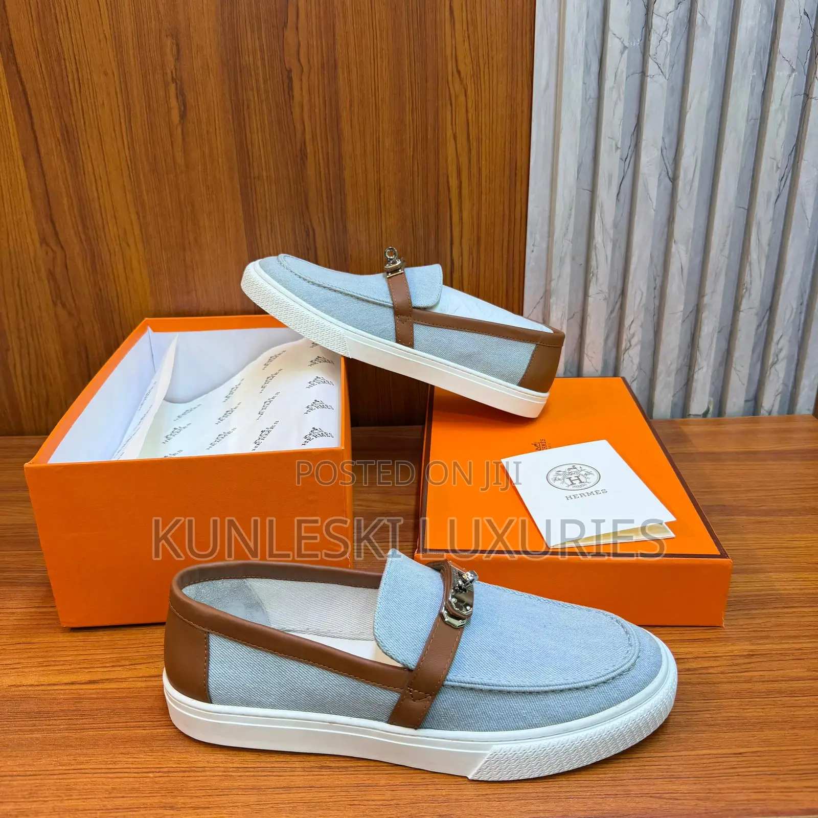 Original Hermes Denim Game Slip on Sneakers