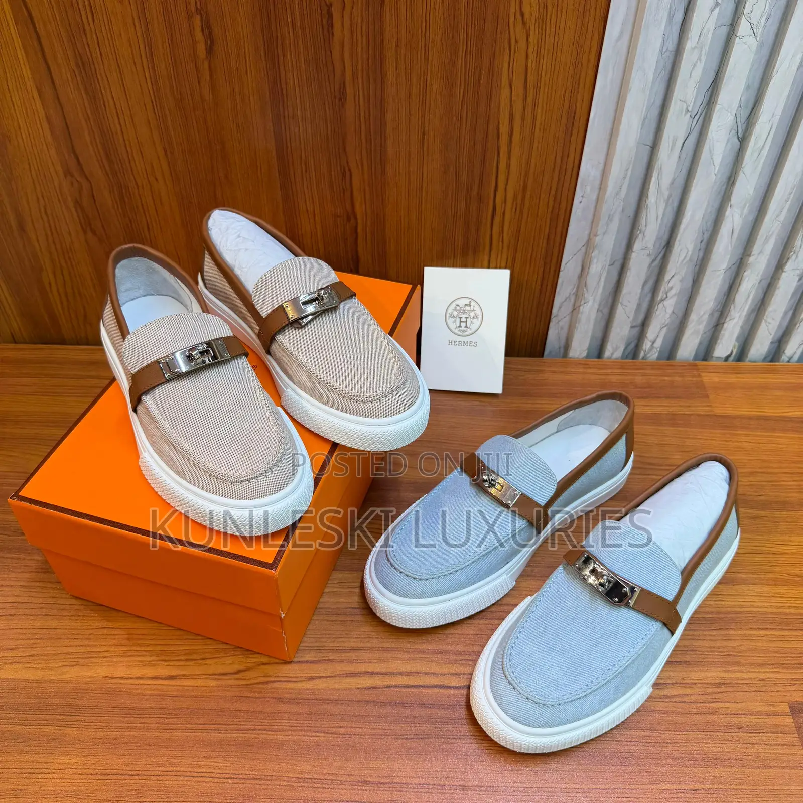 Original Hermes Denim Game Slip on Sneakers
