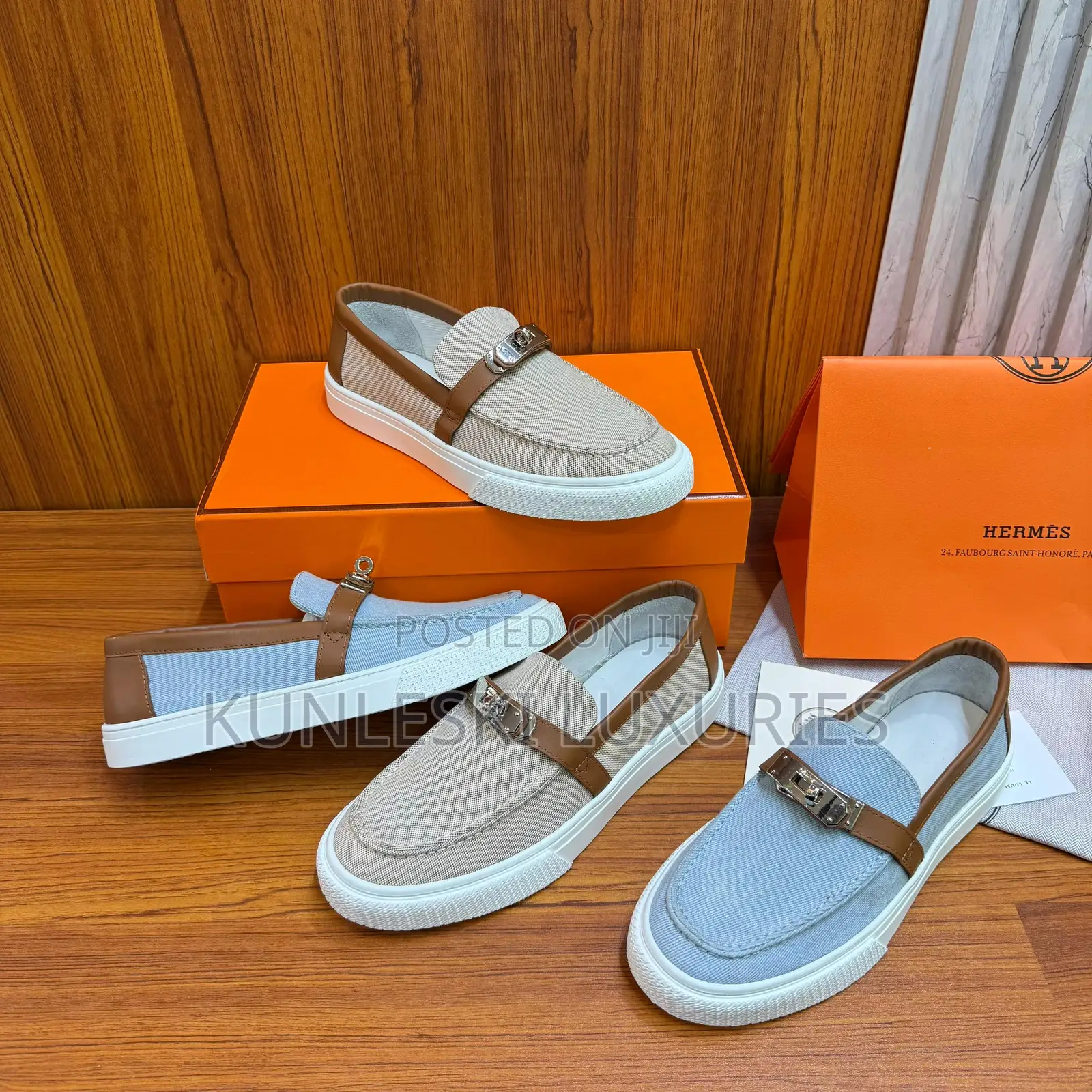 Original Hermes Denim Game Slip on Sneakers