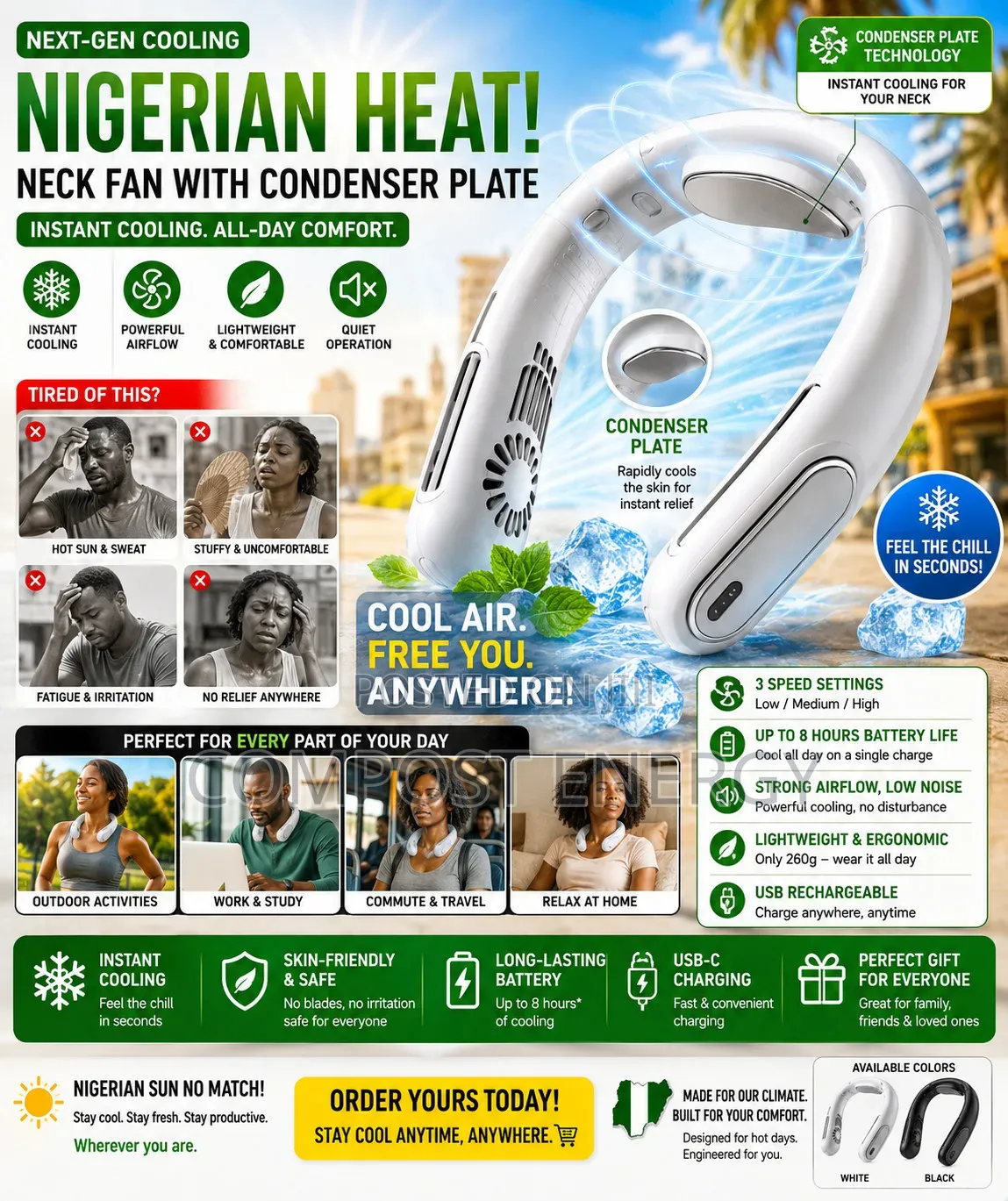 Neck Fan Condenser White