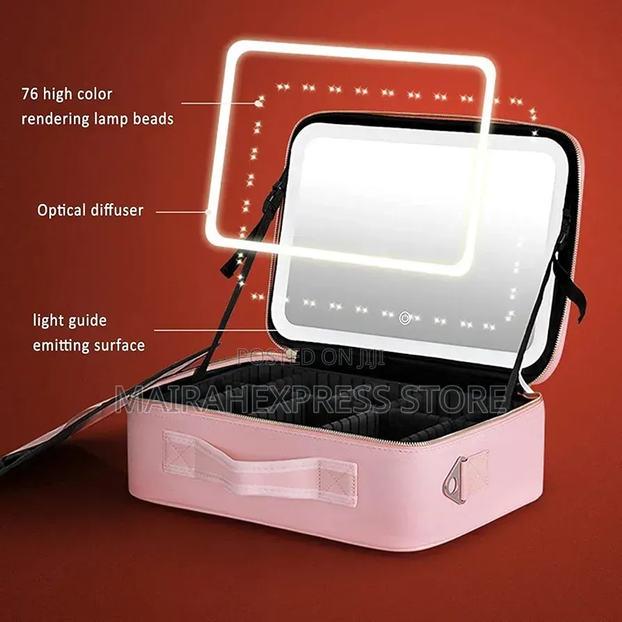 Large Capacity Travel Makeup Bag With Built-in Led Lighted Mirror B3s