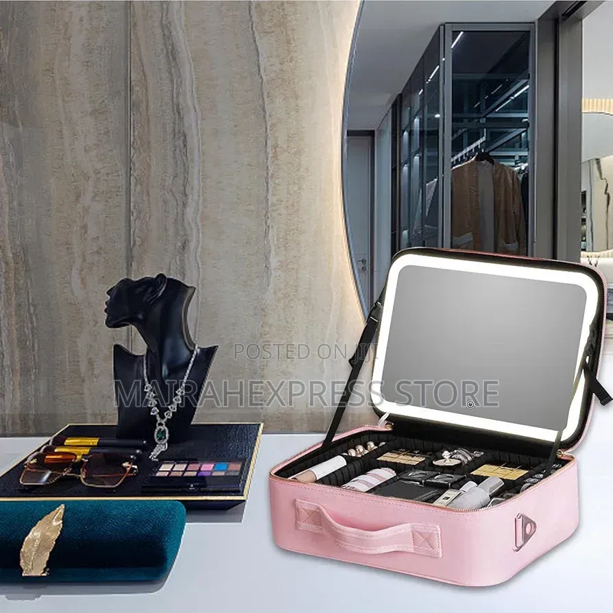 Large Capacity Travel Makeup Bag With Built-in Led Lighted Mirror B3s
