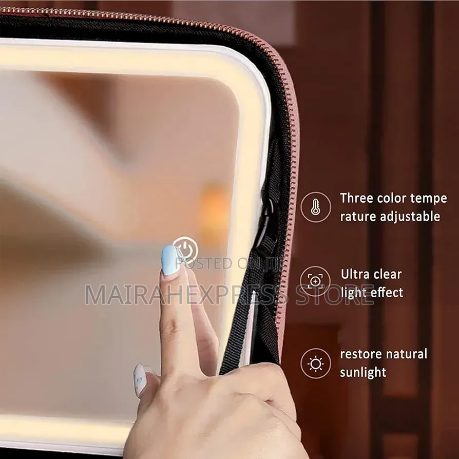 Large Capacity Travel Makeup Bag With Built-in Led Lighted Mirror B3s