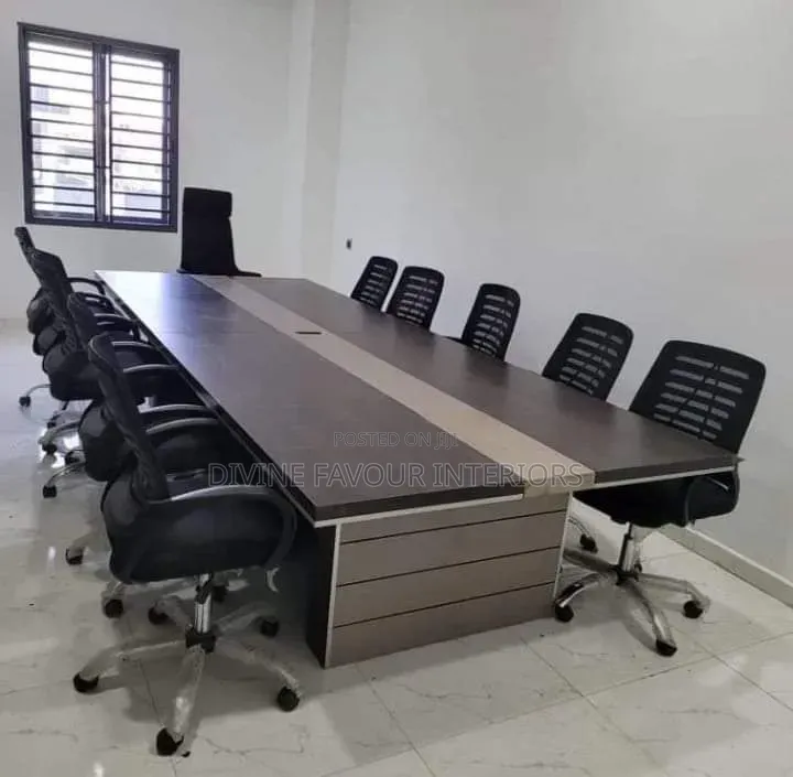 Conference Desk With Medium Swivel Chair - Black