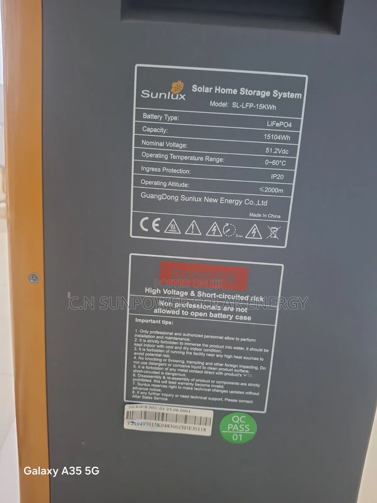 15kwh/48v Sunlux Lithium-Iron Phosphate Energy Storage Battery System