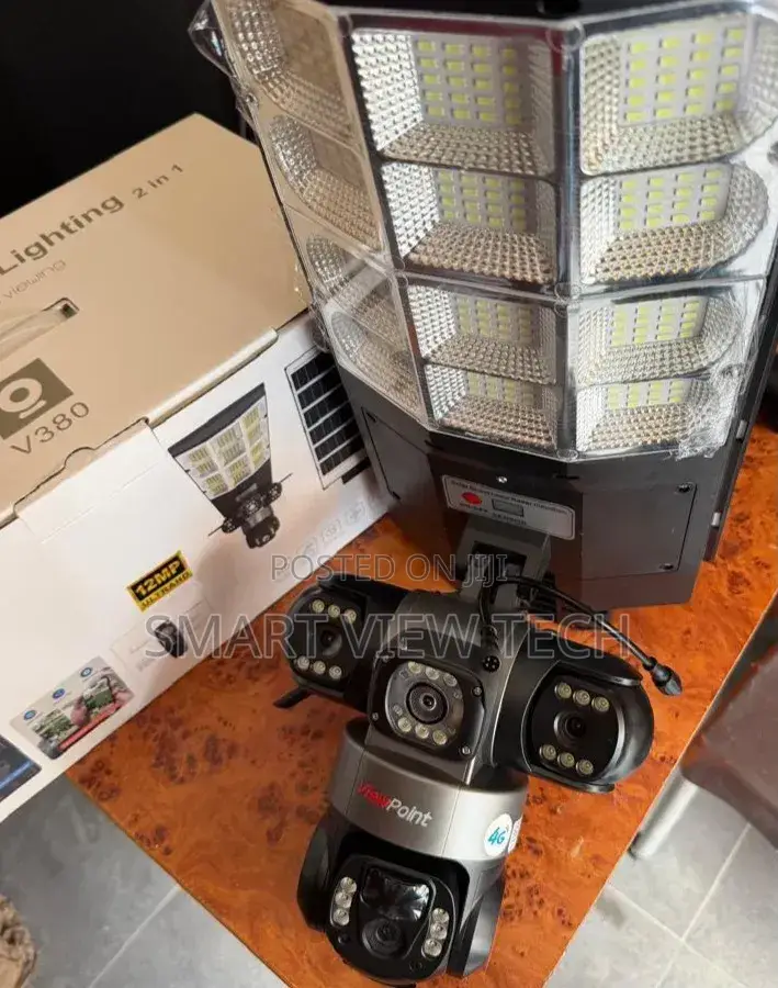 3lense Double CCTV Camera + Solar Street Light+Free Pole