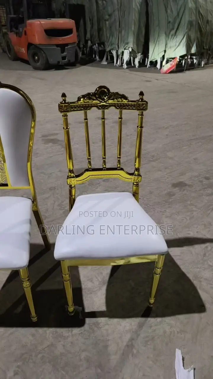 Banquet Event Chair Shiny Gold-Finished Metal Frame