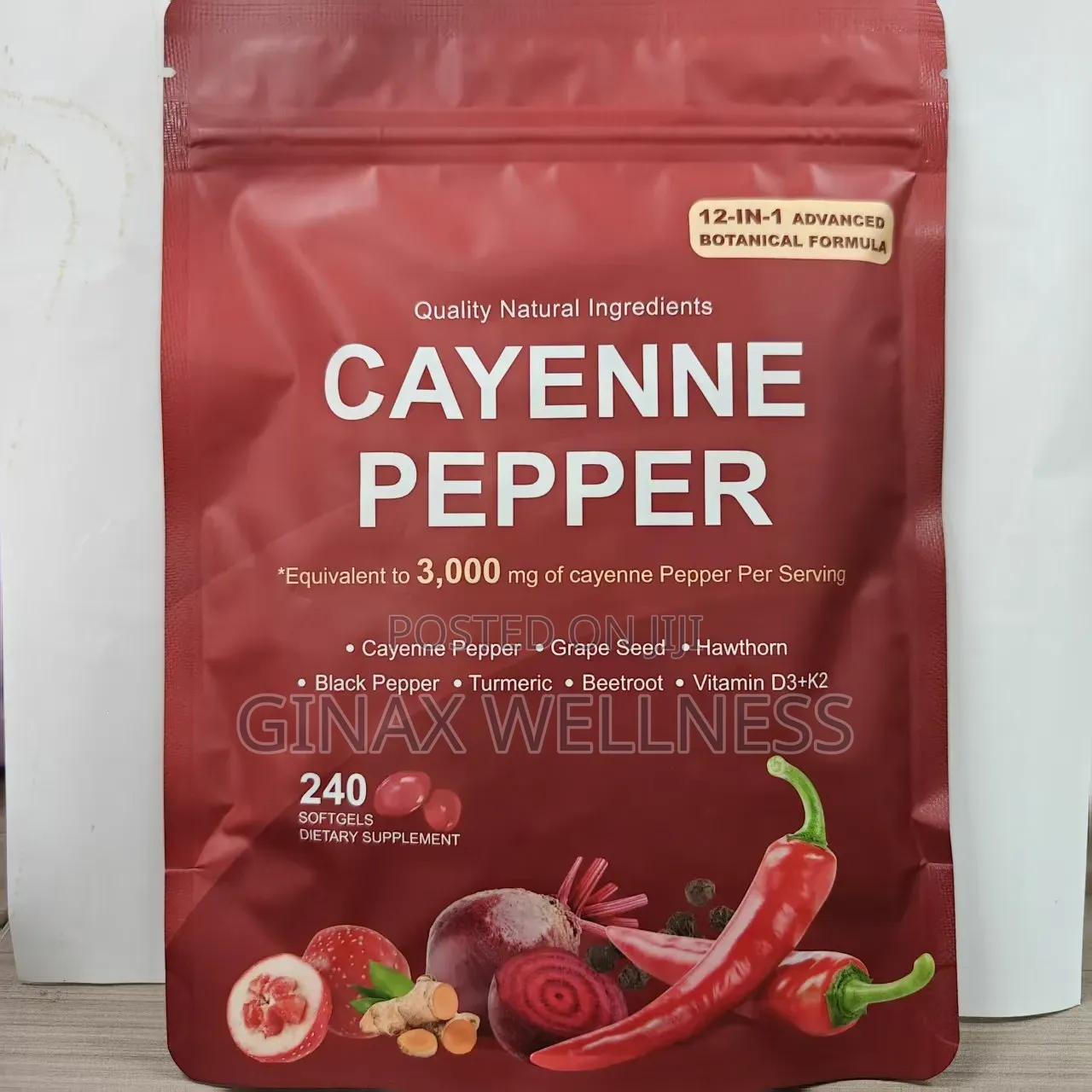 12-in-1 Cayenne Pepper Softgels for Energy, Blood Flow, and Heart