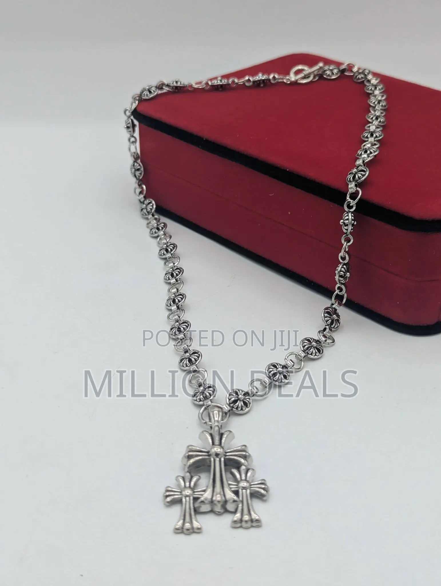 Multiple Pendant Inspires Chrome Heart Men's Neckpiece Silver