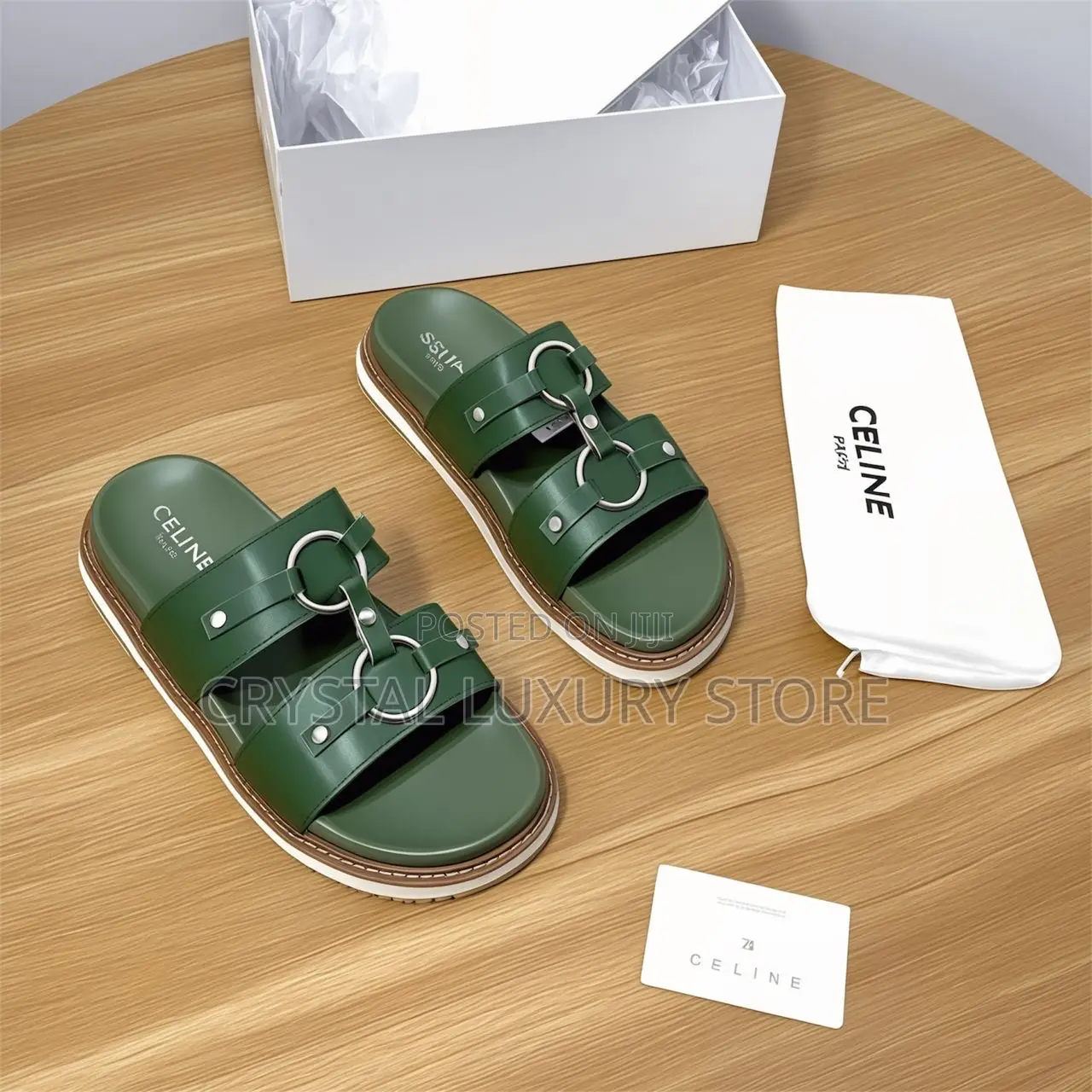 Celine Quality Luxury Men Genuine Leather Slide
