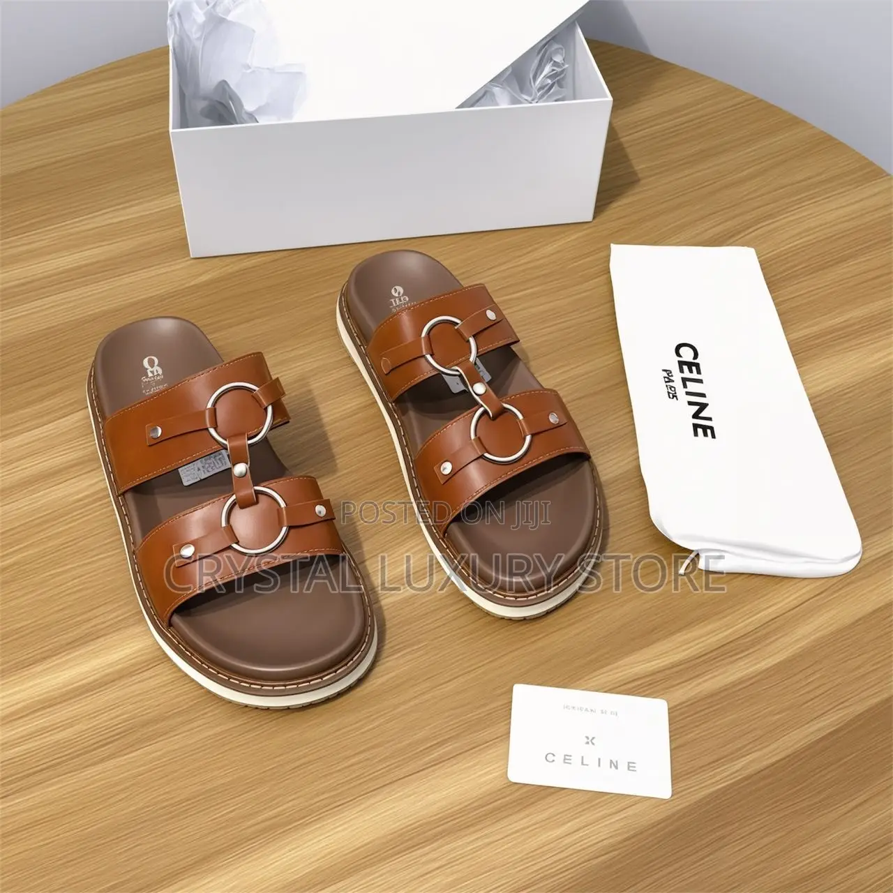 Celine Quality Luxury Men Genuine Leather Slide