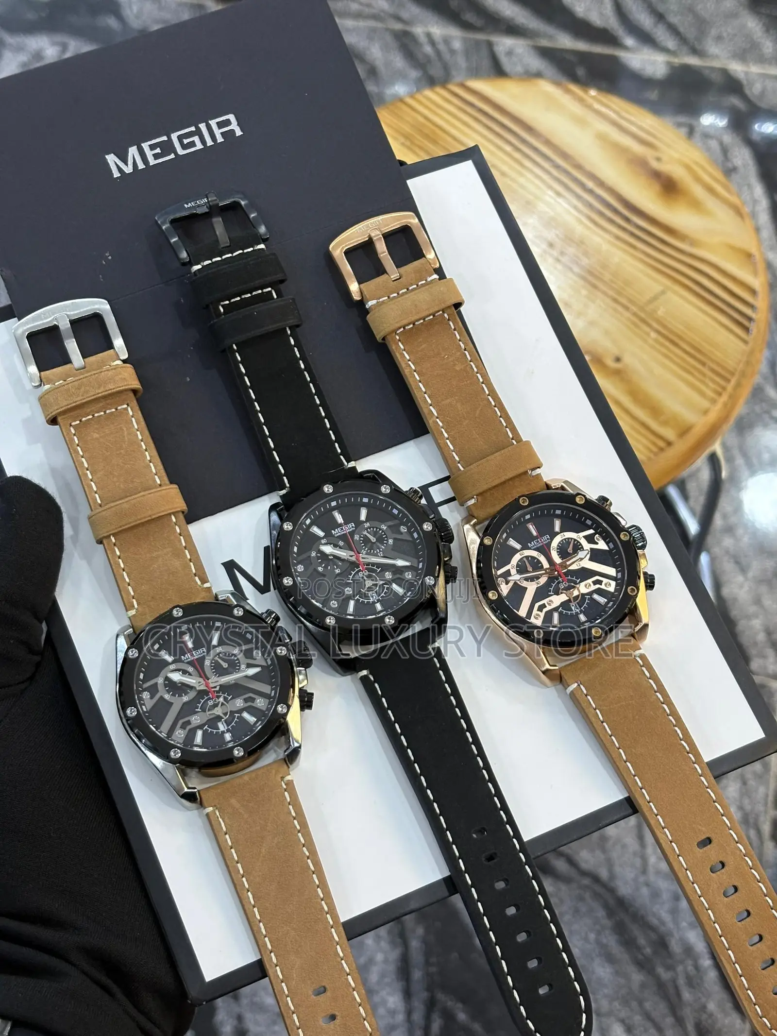 Megir Quality Men Genuine Leather Wristwatch